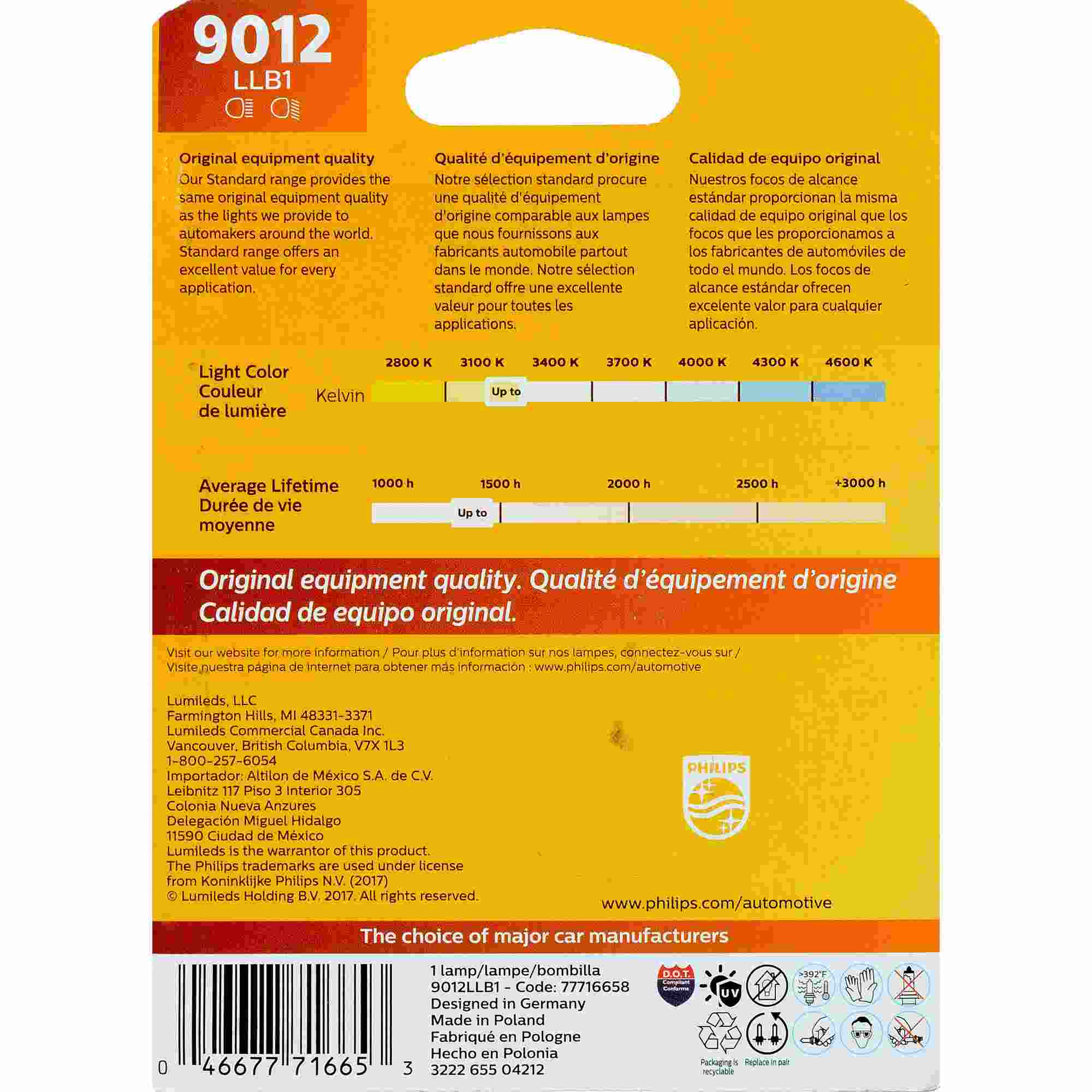 Philips Headlight Bulb 9012LLB1