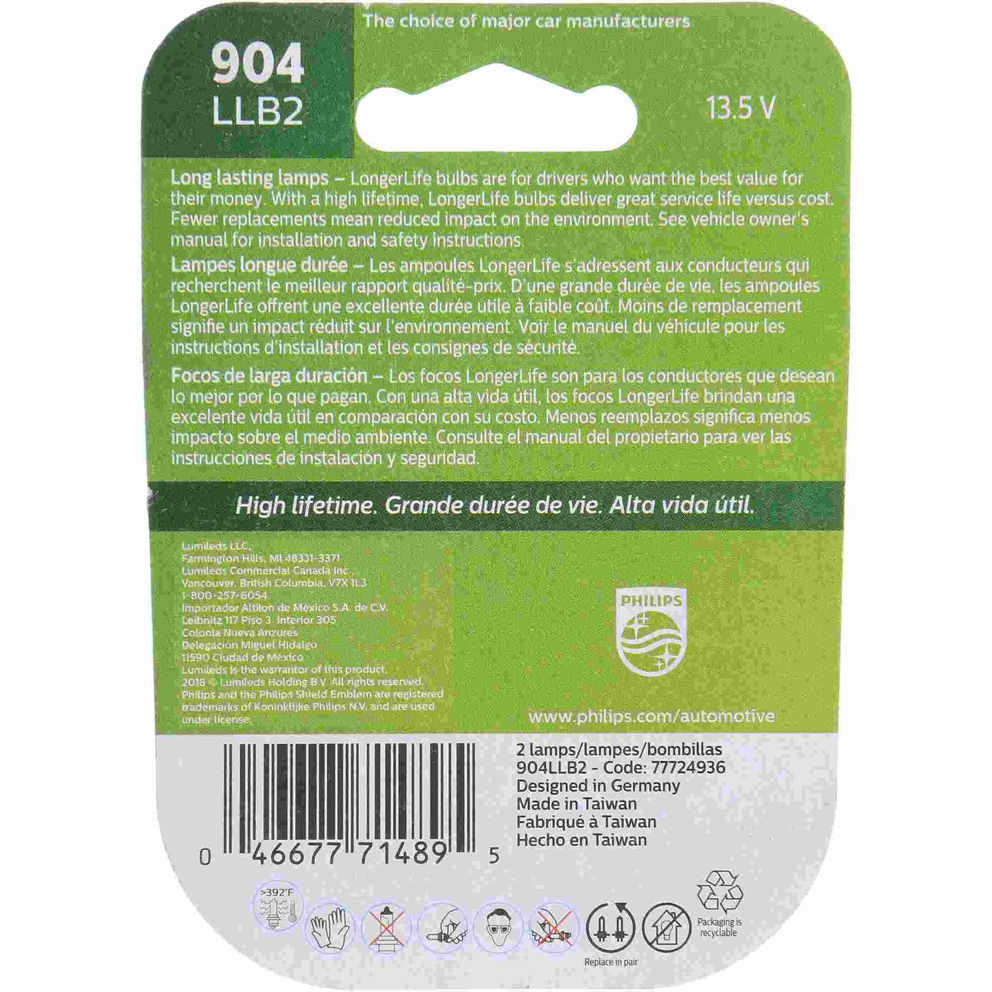 Philips Back Up Light Bulb 904LLB2