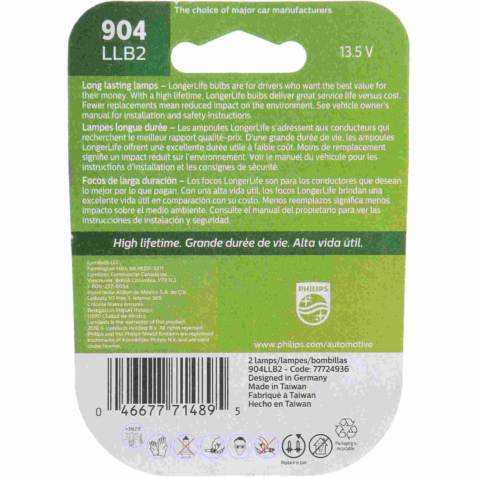 Philips Back Up Light Bulb 904LLB2