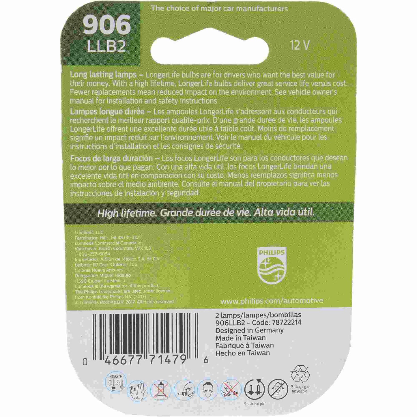 Philips Back Up Light Bulb 906LLB2