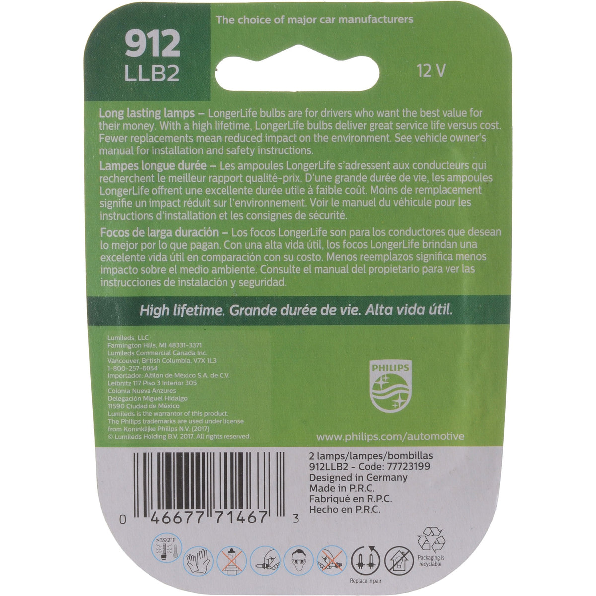 Philips Back Up Light Bulb 912LLB2
