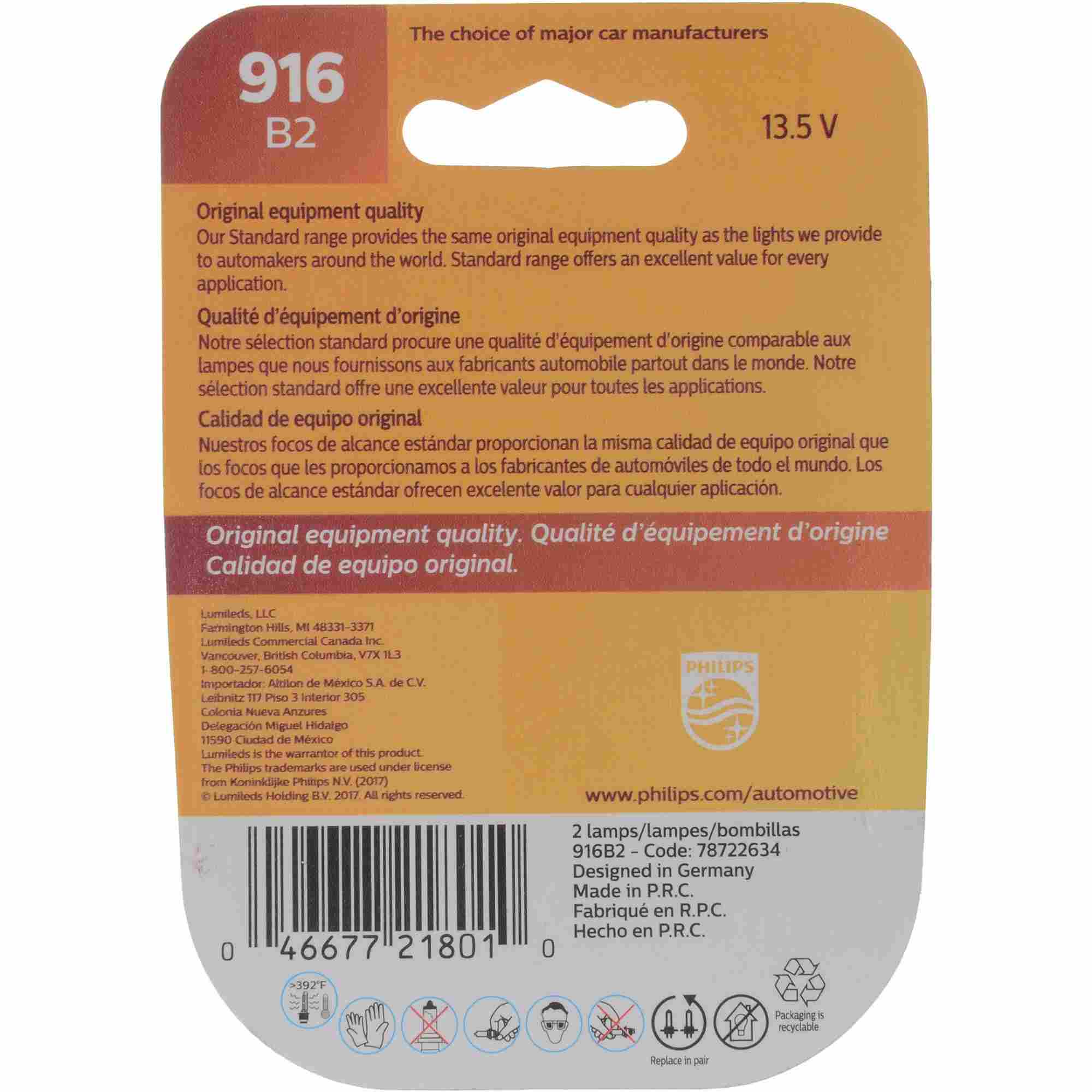 Philips Back Up Light Bulb 916B2