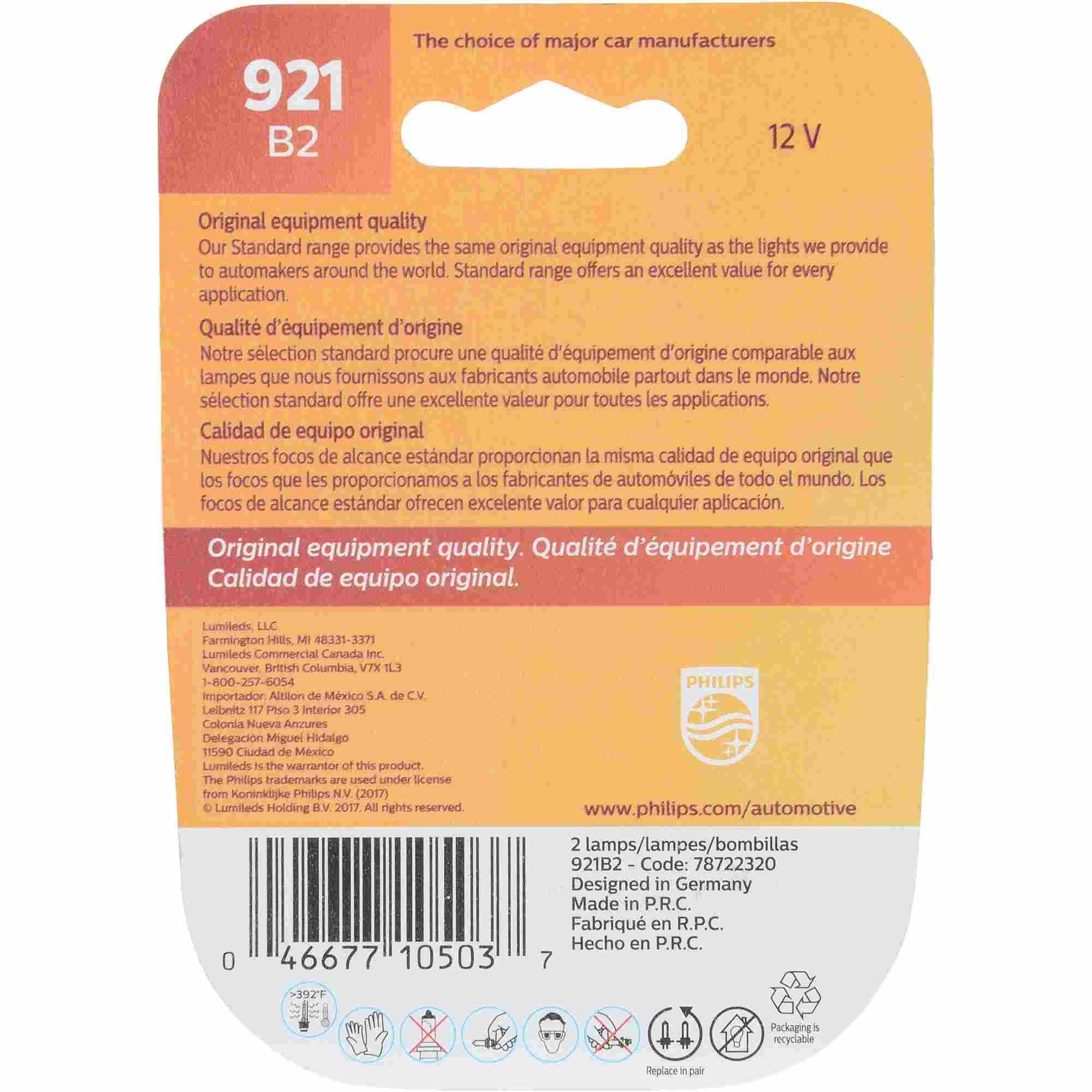 Philips Back Up Light Bulb 921B2