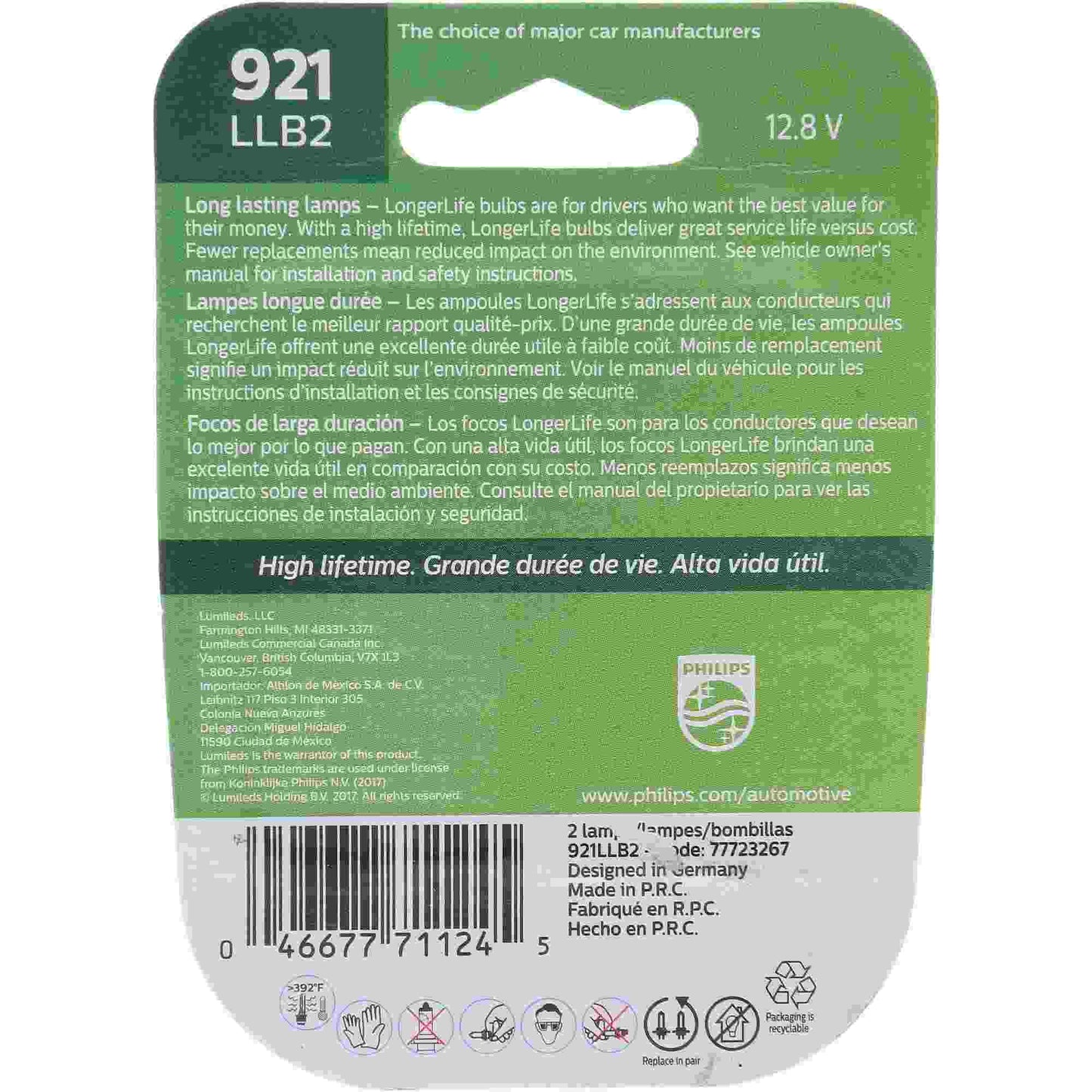 Philips Back Up Light Bulb 921LLB2