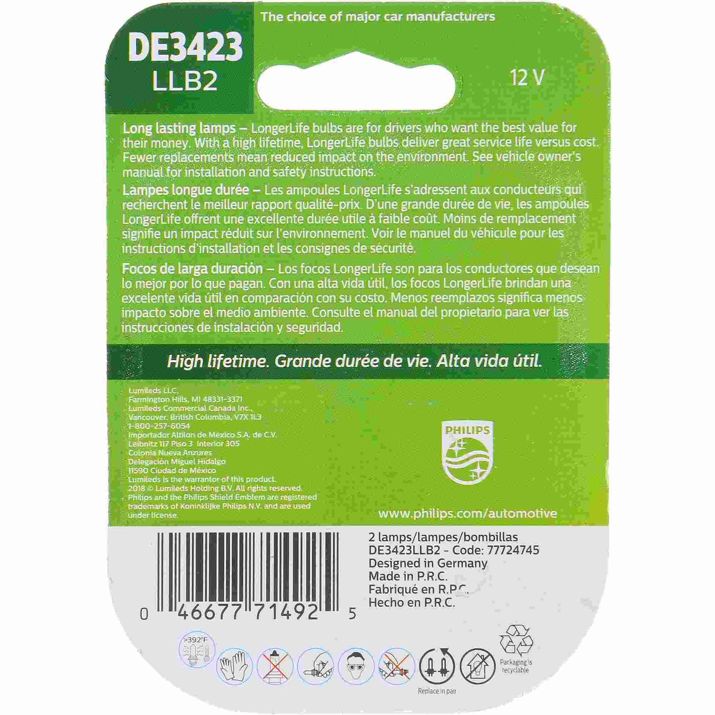 Philips Dome Light Bulb DE3423LLB2