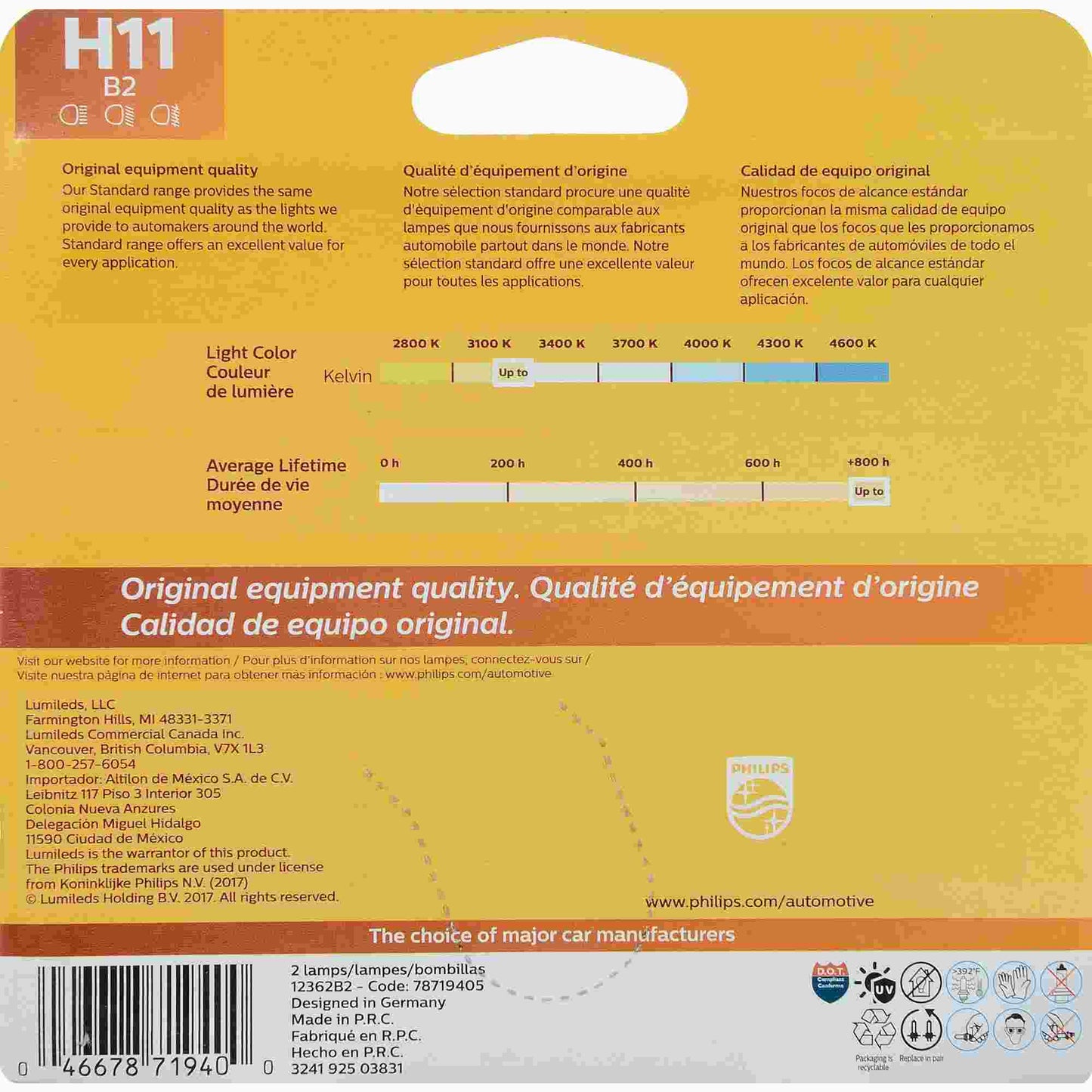 Philips Headlight Bulb H11B2