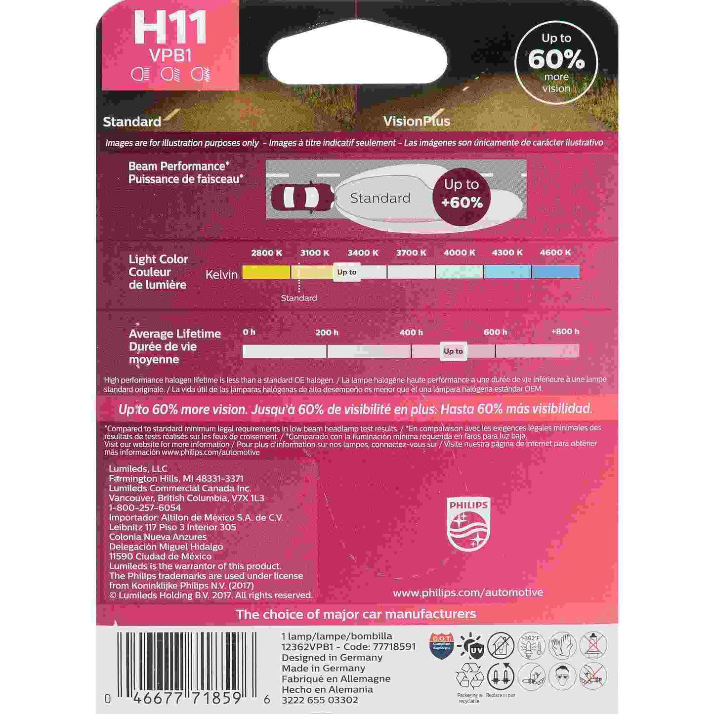 Philips Headlight Bulb H11VPB1