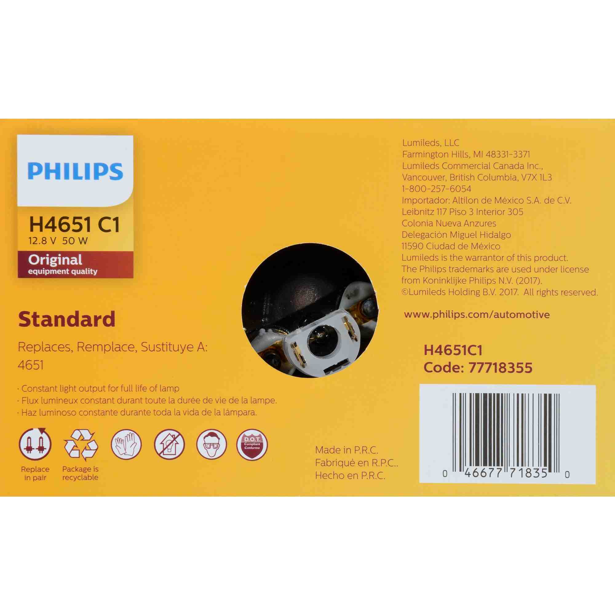 Philips Headlight Bulb H4651C1