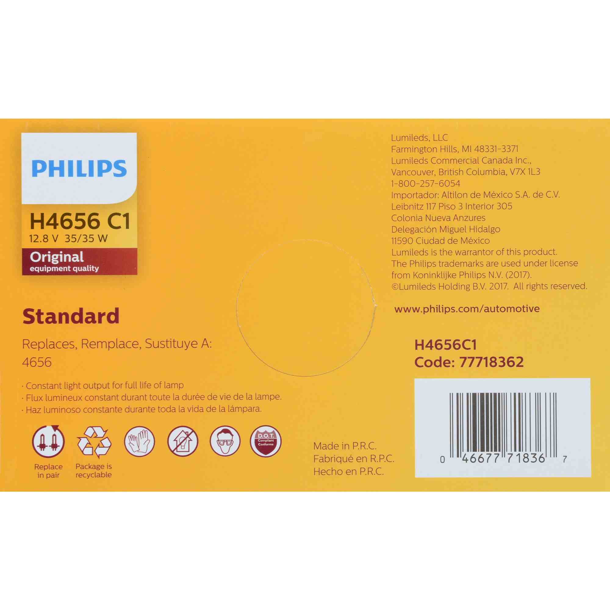 Philips Headlight Bulb H4656C1
