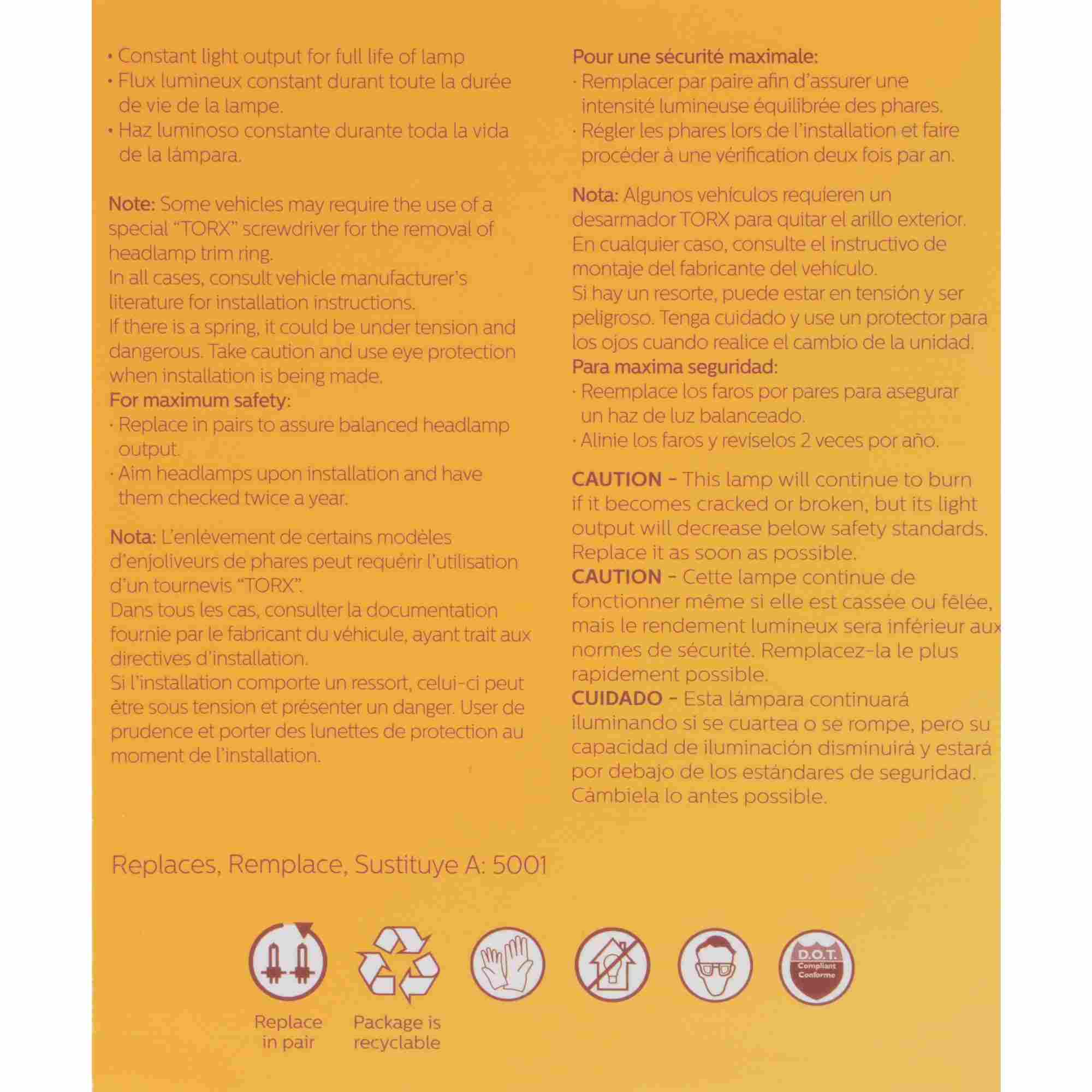 Philips Headlight Bulb H5001C1