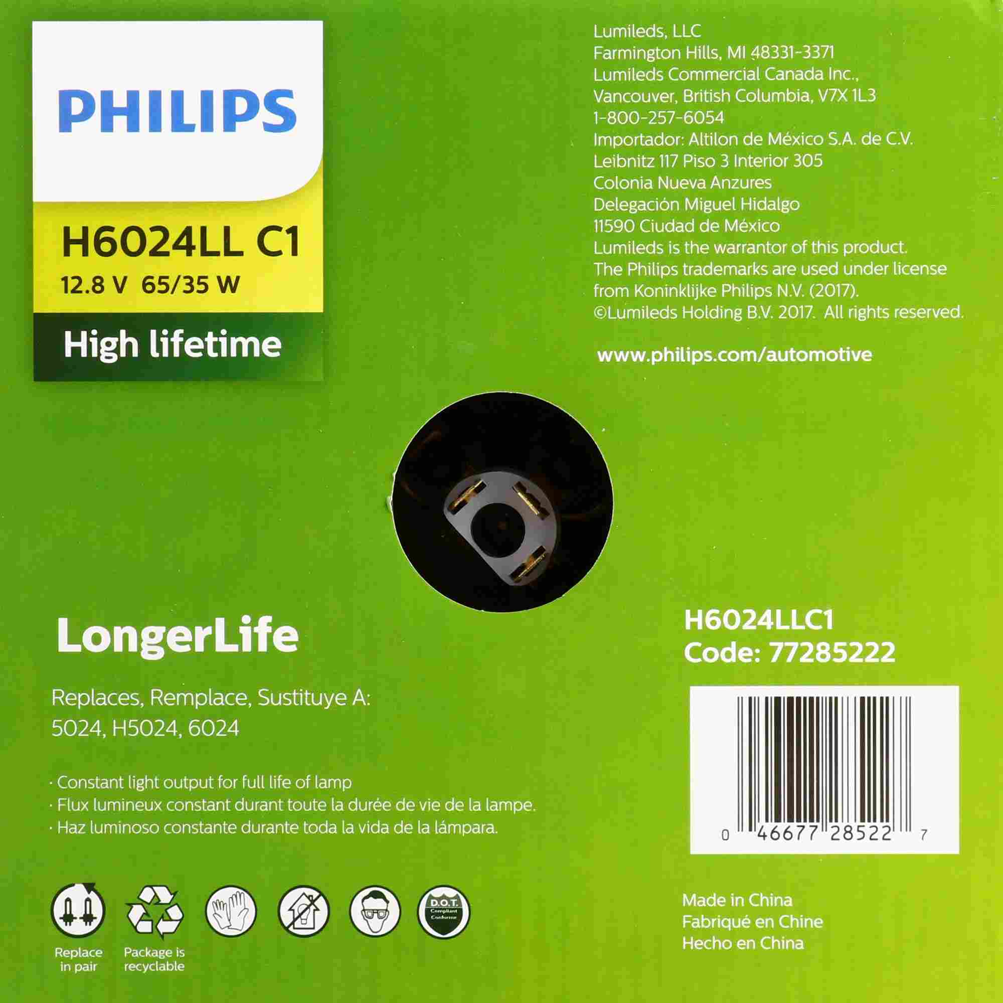 Philips Headlight Bulb H6024LLC1