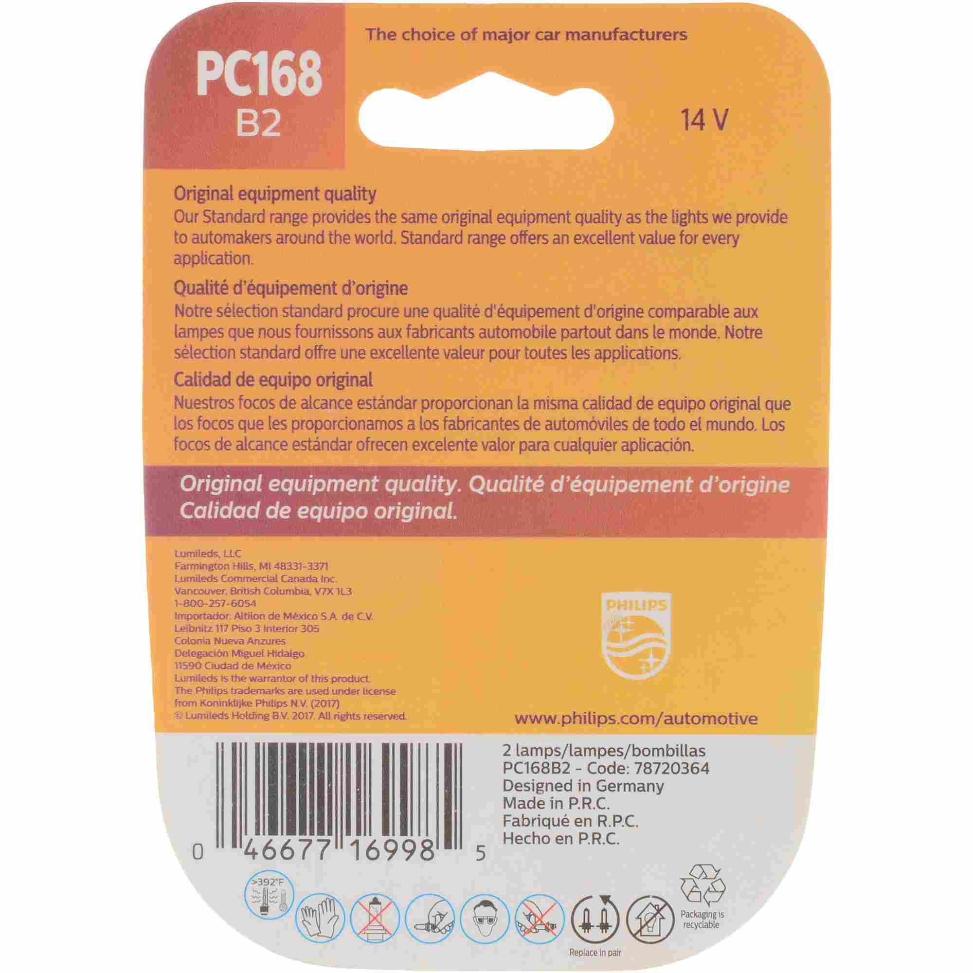 Philips Instrument Panel Courtesy Light Bulb PC168B2