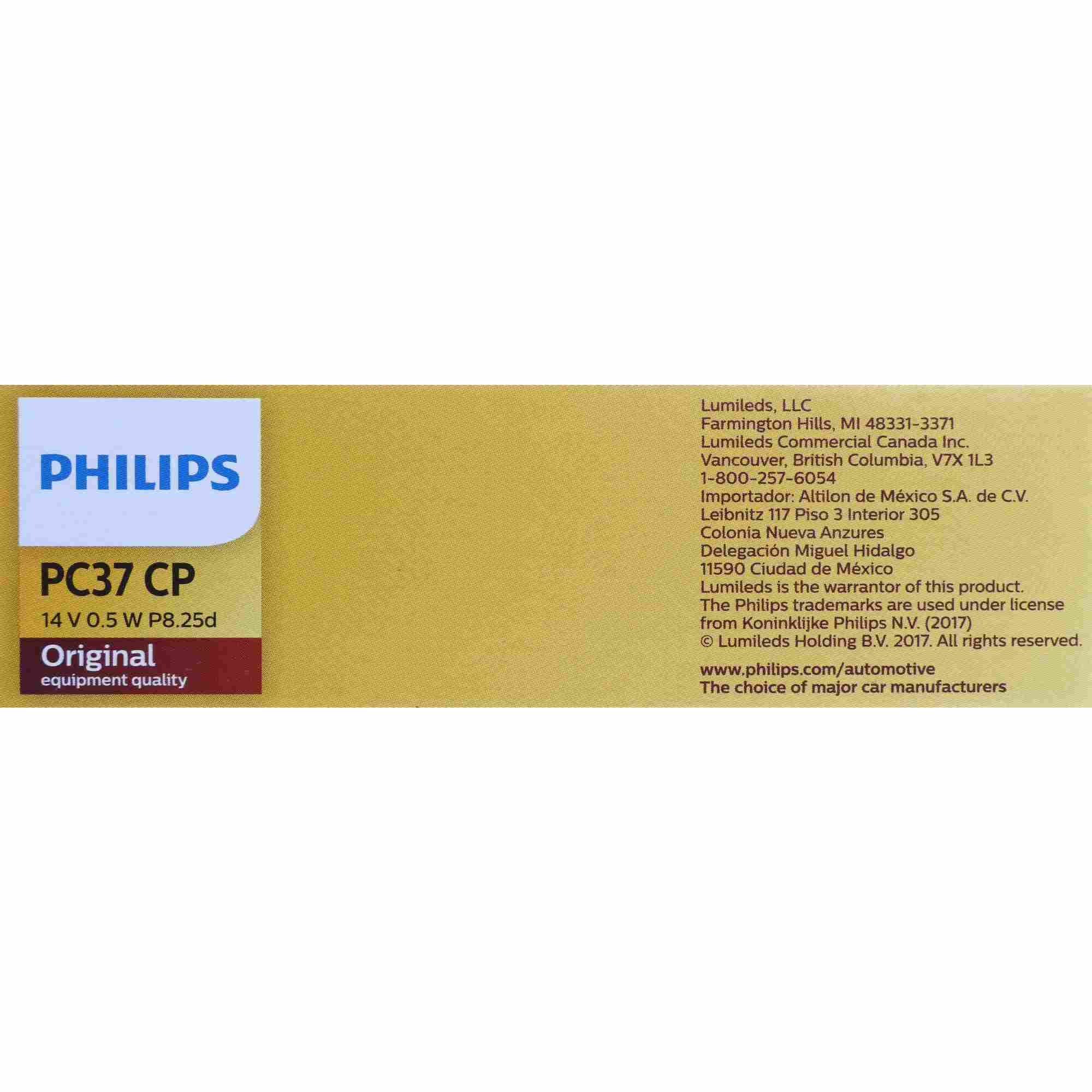 Philips Instrument Panel Courtesy Light Bulb PC37CP