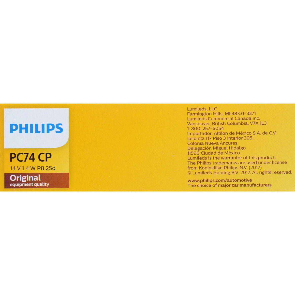 Philips Instrument Panel Courtesy Light Bulb PC74CP