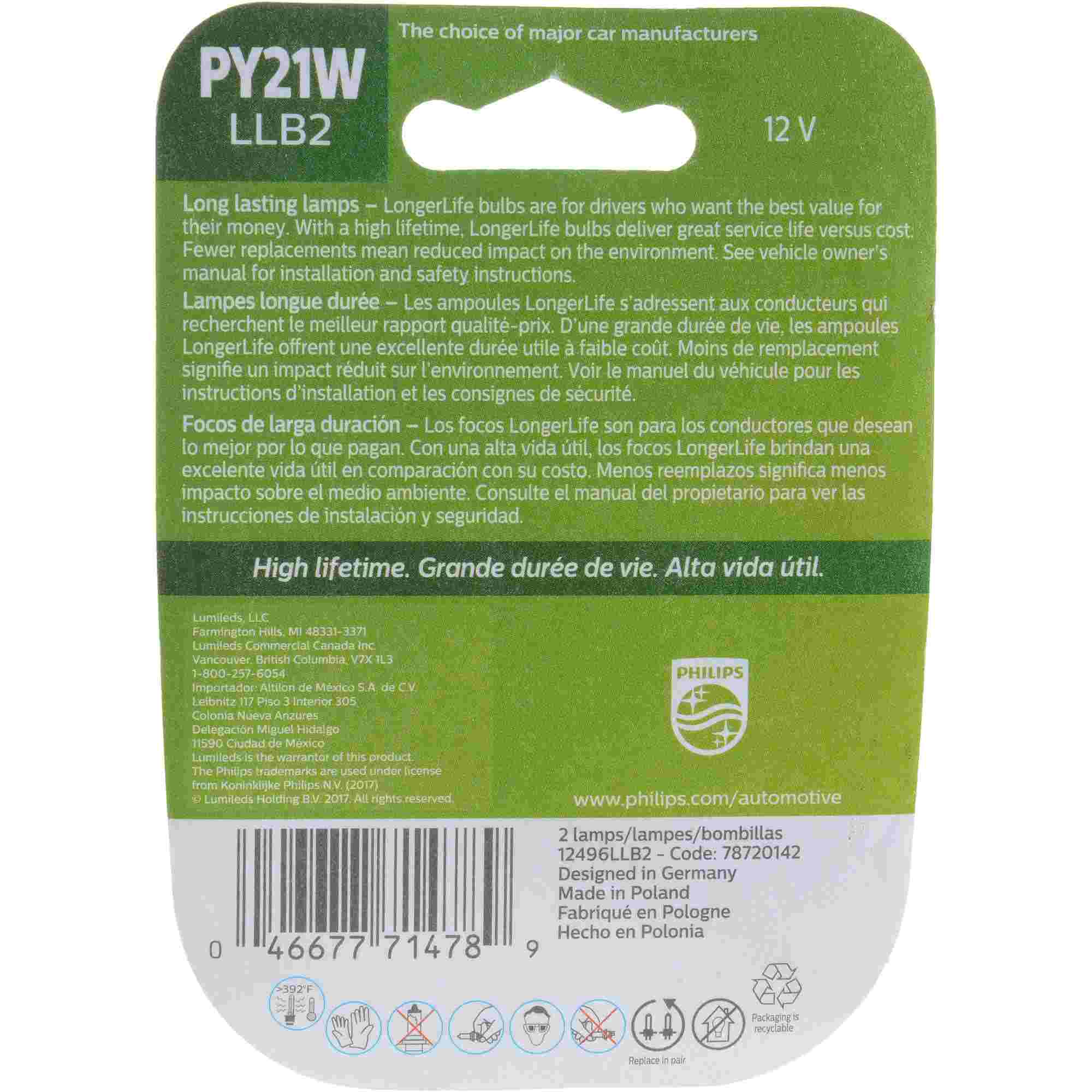 Philips Turn Signal Light Bulb PY21WLLB2