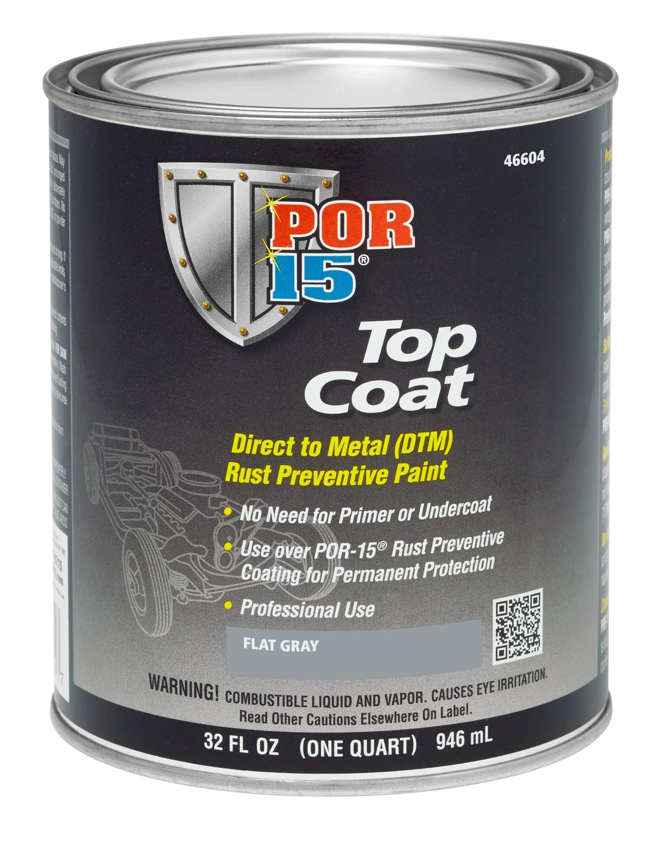 POR-15 Top Coat Primer Gray Quart Paints, Coatings and Markers Paint main image