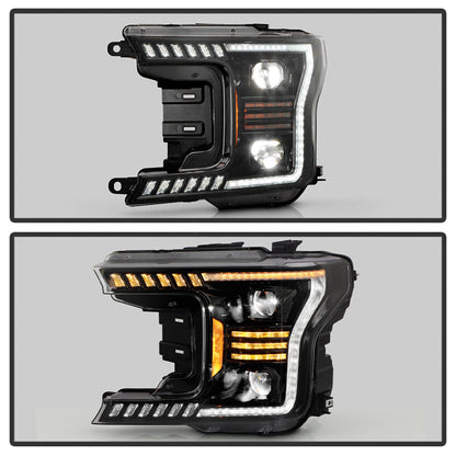 SPYDER xTune 18-20 Ford F150 Sequential LED High/Low Headlights - Black (PRO-CH-FF15018S-BBLED-BK) 9960437