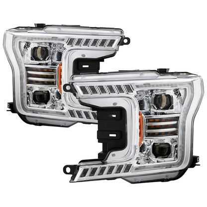 xTune Ford F150 18-20 White DRL Full LED Two Projector Headlights - Chrome PRO-CH-FF15018S-FLED-C 9949609
