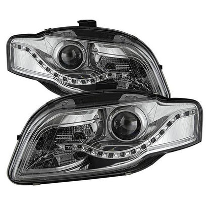 SPYDER xTune Audi A4 06-08 Projector Headlights - Halogen Model Only - DRL LED - Chrome PRO-JH-AA406-DRL-C 9036088