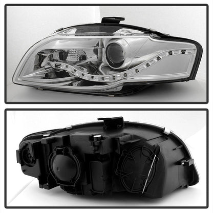 SPYDER xTune Audi A4 06-08 Projector Headlights - Halogen Model Only - DRL LED - Chrome PRO-JH-AA406-DRL-C 9036088