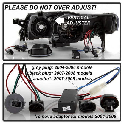 SPYDER xTune 04-08 Acura TL (Xenon/HID Models) Projector Headlights LT DRL - Black (PRO-JH-ATL04-DRL-BK) 9040474