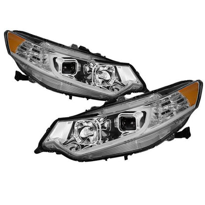 SPYDER xTune 09-14 Acura Projector Headlights - Light Bar DRL - Chrome (PRO-JH-ATSX09-LB-C) 9042225