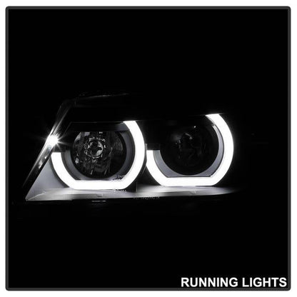 SPYDER xTune 06-08 BMW 3-Series E90 4dr Projector Headlights - Halogen - DRL - Black (PRO-JH-BE9006-FL-BK) 9041716