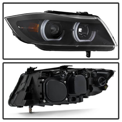 SPYDER xTune 06-08 BMW 3-Series E90 4dr Projector Headlights - Halogen - DRL - Black (PRO-JH-BE9006-FL-BK) 9041716