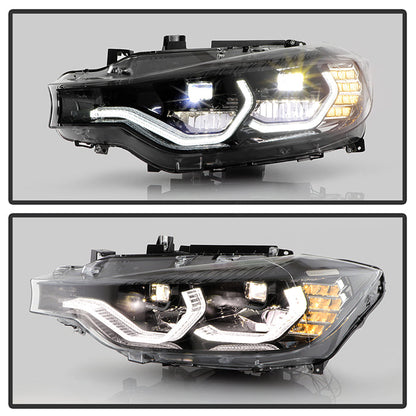 SPYDER xTune BMW F30 LED DRL Projector Headlights - Black (PRO-JH-BMWF3012-LED-BK) 9950421