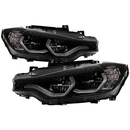 SPYDER xTune BMW F30 (Halogen Model) w/ LED DRL Projector Headlights - Blk Smoke PRO-JH-BMWF3012-LED-BSM 9950445