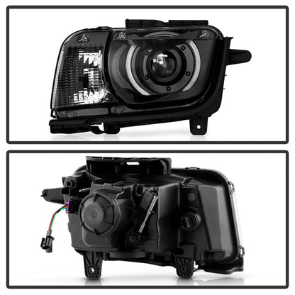 SPYDER 10-13 Chevy Camaro Halogen w/LED DRL Projector Headlight - Black (PRO-JH-CCAM10-OEP-BK(=) 9959097