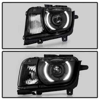 SPYDER 10-13 Chevy Camaro Halogen w/LED DRL Projector Headlight - Black (PRO-JH-CCAM10-OEP-BK(=) 9959097
