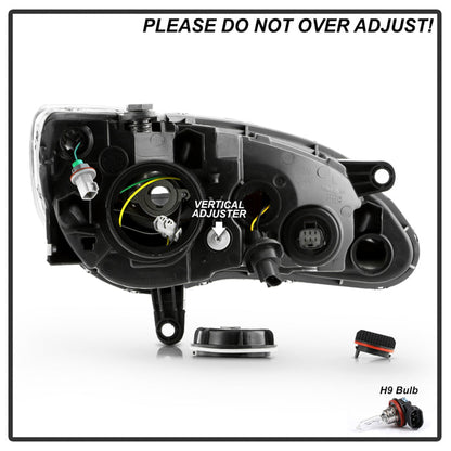 SPYDER xTune Chrysler 200 11-14 Halogen Proj. Headlights w/ Light Bar - Blk PRO-JH-CHR211-LBDRL-BK 9055546