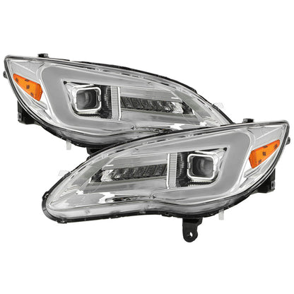 SPYDER xTune Chrysler 200 11-14 Halogen Proj. Headlights w/ Light Bar - Chrome PRO-JH-CHR211-LBDRL-C 9055553