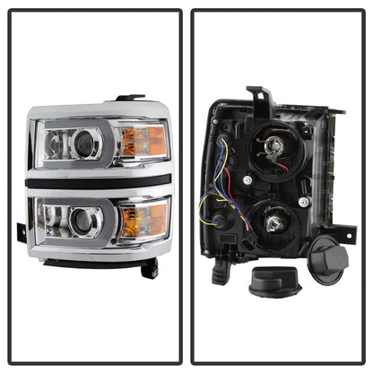 SPYDER Xtune Chevy Silverado 1500 14-15 Projector Headlights Light Bar Drl Chrome PRO-JH-CS14-LBDRL-C 9034985