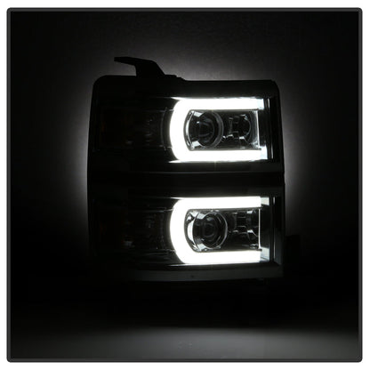 SPYDER Xtune Chevy Silverado 1500 14-15 Projector Headlights Light Bar Drl Chrome PRO-JH-CS14-LBDRL-C 9034985