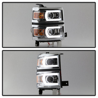 SPYDER Xtune Chevy Silverado 1500 14-15 Projector Headlights Light Bar Drl Chrome PRO-JH-CS14-LBDRL-C 9034985