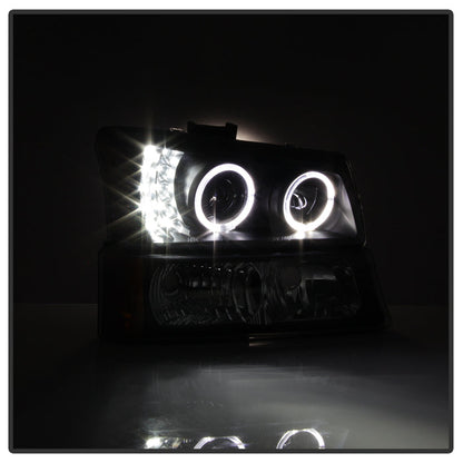 SPYDER xTune Chevy Silverado 03-06 Projector Headlights 4pcs - LED Halo - Black PRO-JH-CSIL03-SET-BK 9036774