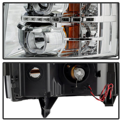 SPYDER Xtune Chevy Silverado 1500/2500/3500 07-13 LED Halo Projector Headlights Chrome PRO-JH-CSIL07-CFB-C 9032202