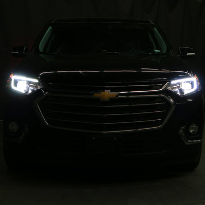 SPYDER Xtune 18-21 Chevrolet Traverse (HID Models) DRL LED Light Bar Projector Headlights - Black Chrome 9052828