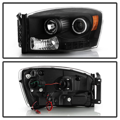 SPYDER Xtune Dodge Ram 1500 06-08 / Ram 2500/3500 06-09 Halo Projector Headlights Black PRO-JH-DR06-LED-BK 9028328