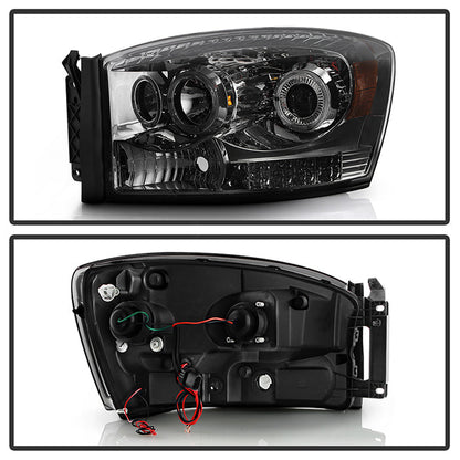 SPYDER Xtune Dodge Ram 1500 06-08 / Ram 2500/3500 06-09 Halo Projector Headlights Smoked PRO-JH-DR06-LED-SM 9028342