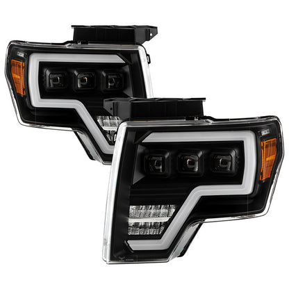 xTune Ford F150 09-14 Projector Headlights - Halogen Model Only - Black PRO-JH-FF15009-FLED-BK 9050206