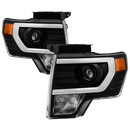 SPYDER xTune Ford F150 Projector Headlights - Light Bar DRL - Black PRO-JH-FF15009-LBDRL-BK 9037252