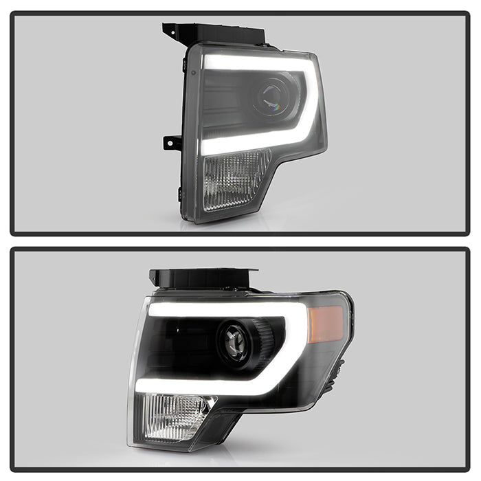 SPYDER xTune Ford F150 Projector Headlights - Light Bar DRL - Black PRO-JH-FF15009-LBDRL-BK 9037252