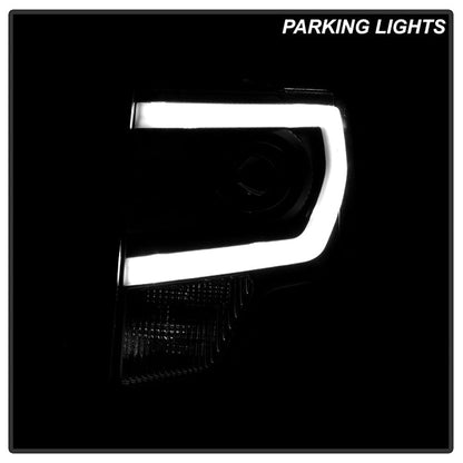 SPYDER xTune Ford F150 Projector Headlights - Light Bar DRL - Black PRO-JH-FF15009-LBDRL-BK 9037252