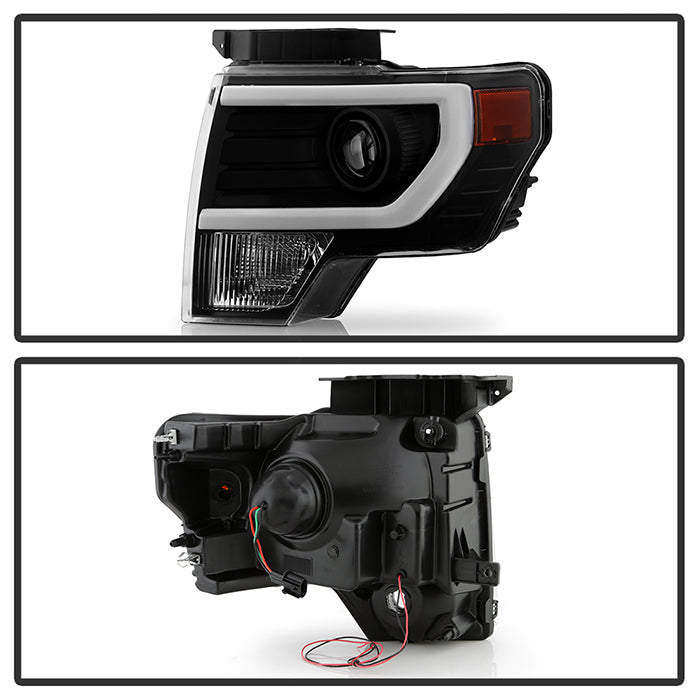 SPYDER xTune Ford F150 Projector Headlights - Light Bar DRL - Black PRO-JH-FF15009-LBDRL-BK 9037252