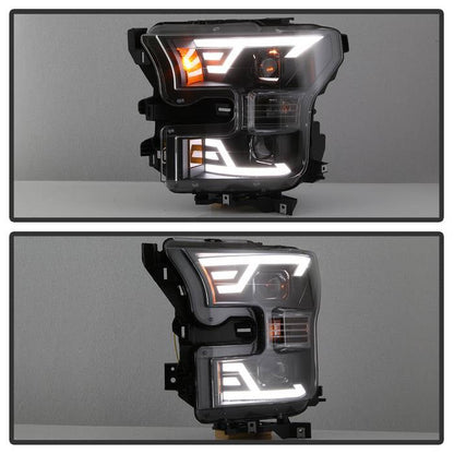 SPYDER xTune 15-17 Ford F-150 DRL LED Light Bar Projector Headlights - Black (PRO-JH-FF15015-LB-BK) 9042935