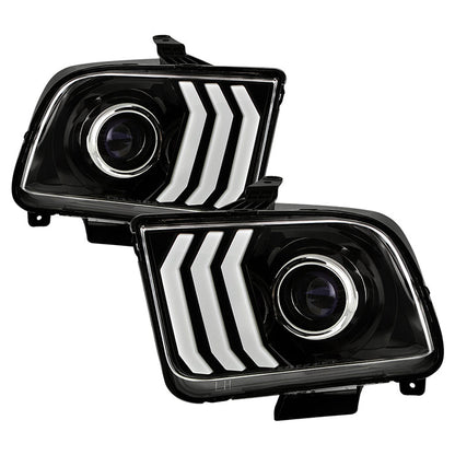 xTune Ford Mustang 05-09 Halogen w LED DRL Projector Headlights - Black PRO-JH-FM05-LED-BK 9949364