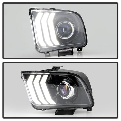 xTune Ford Mustang 05-09 Halogen w LED DRL Projector Headlights - Black PRO-JH-FM05-LED-BK 9949364